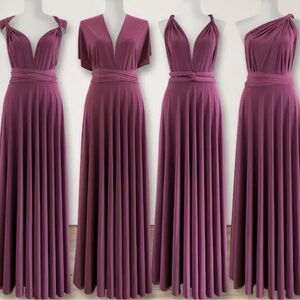 NEW TWOBIRDS Bridesmaid PROM Convertible Jersey GOWN SIZE 0-12 $330 PLUM